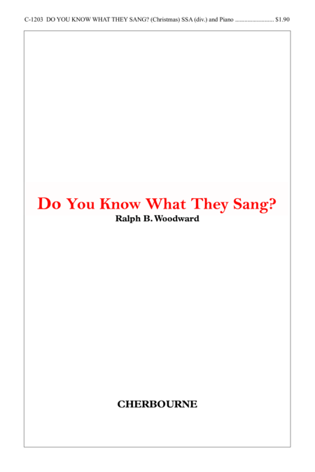 Free Sheet Music Do You Know What They Sang