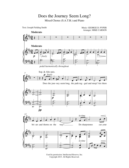 Does The Journey Seem Long Satb Piano Sheet Music