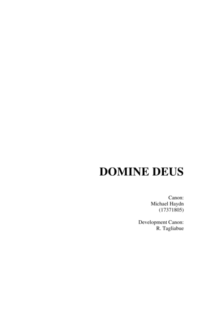 Domine Deus Canon By Michael Haydn Development Canon For Satb Choir Sheet Music