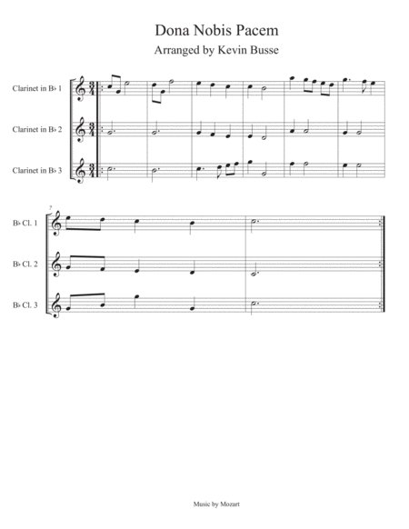 Dona Nobis Pacem Clarinet Trio Sheet Music