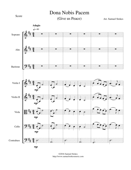 Dona Nobis Pacem Give Us Peace For Beginning String Orchestra And Sab Choir Sheet Music