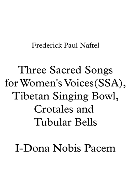 Dona Nobis Pacem No 1 Of Three Sacred Songs Sheet Music