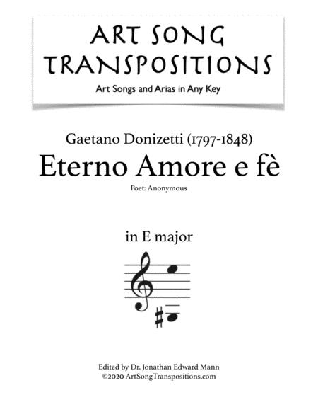 Free Sheet Music Donizetti Eterno Amore E F Transposed To E Major