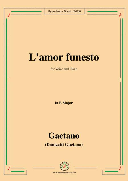 Donizetti L Amor Funesto In E Major For Voice And Piano Sheet Music