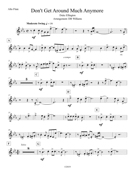 Free Sheet Music Dont Get Around Much Anymore Alto Flute