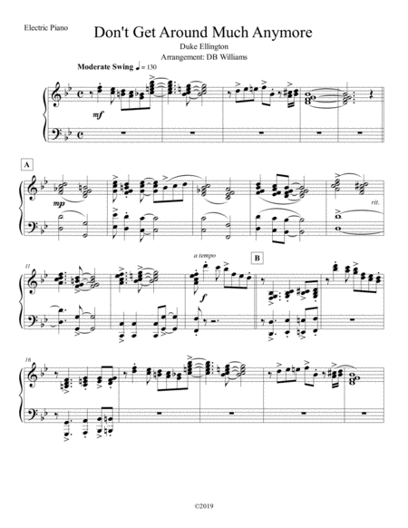 Dont Get Around Much Anymore Electric Piano Sheet Music