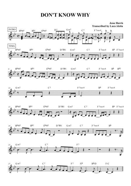 Dont Know Why Sheet Music