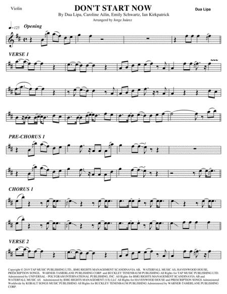 Free Sheet Music Dont Start Now Violin