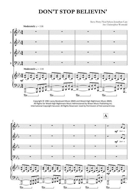 Free Sheet Music Dont Stop Believin Arr Christopher Wormald