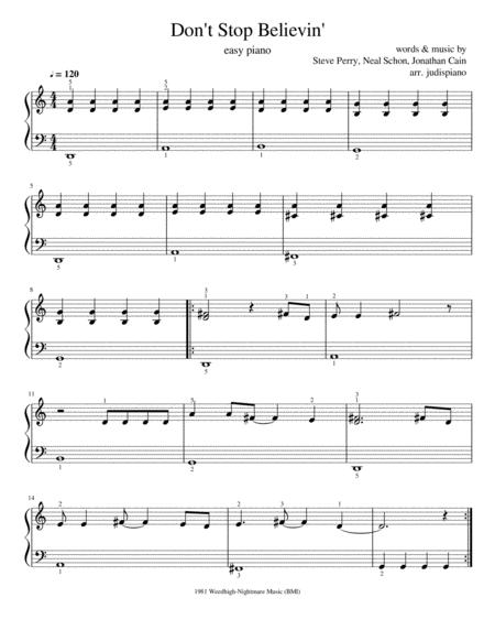 Dont Stop Believin For Very Easy Piano Sheet Music