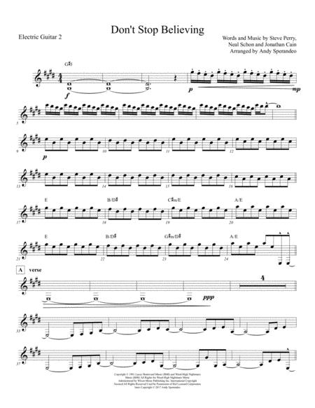 Dont Stop Believin Guitar 2 Sheet Music