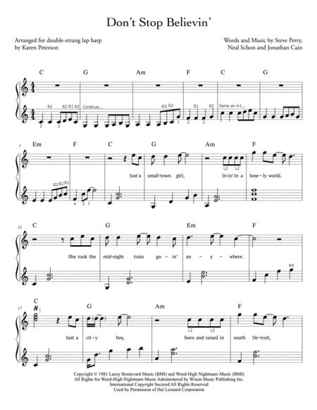 Free Sheet Music Dont Stop Believin Journey For Double Strung Lap Harp