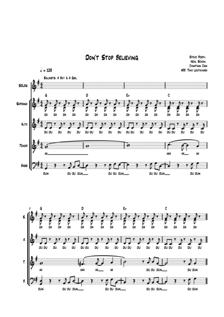 Dont Stop Believin Satb Sheet Music