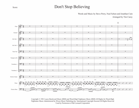 Free Sheet Music Dont Stop Believin Small Jazz Band Or Large Combo