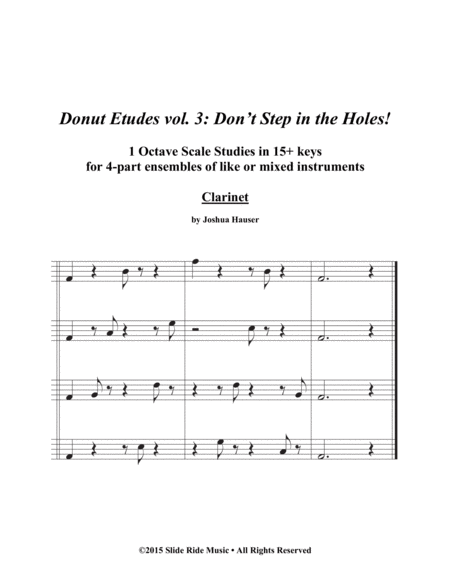 Free Sheet Music Donut Etudes Vol 3 Dont Step In The Holes Clarinet Quartet