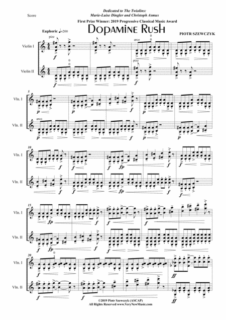 Free Sheet Music Dopamine Rush For Two Violins