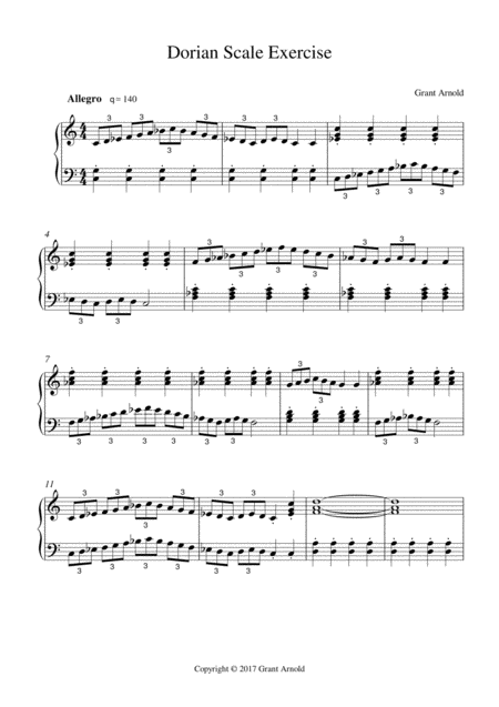 Free Sheet Music Dorian Scale Exercise