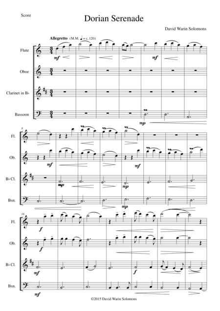 Dorian Serenade For Wind Quartet Sheet Music