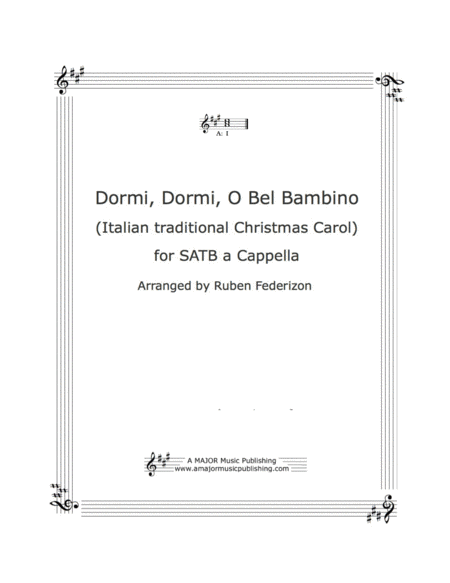 Dormi Dormi O Bel Bambin A Traditional Italian Christmas Carol Sheet Music