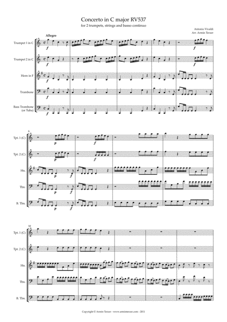 Free Sheet Music Double Trumpet Concerto Rv537