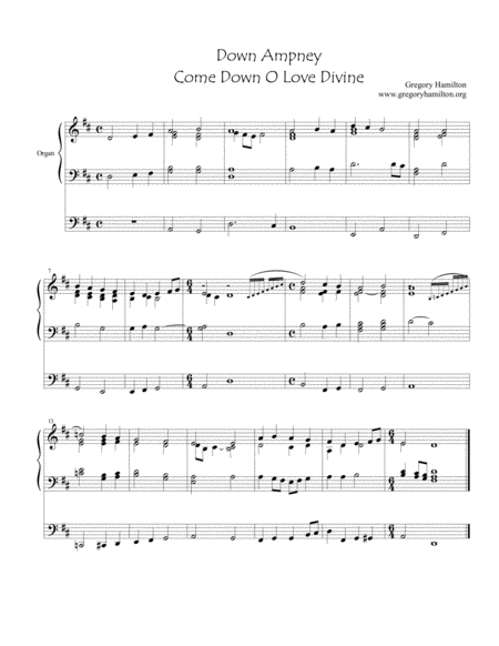 Down Ampney Come Down O Love Divine Alternative Harmonization Sheet Music