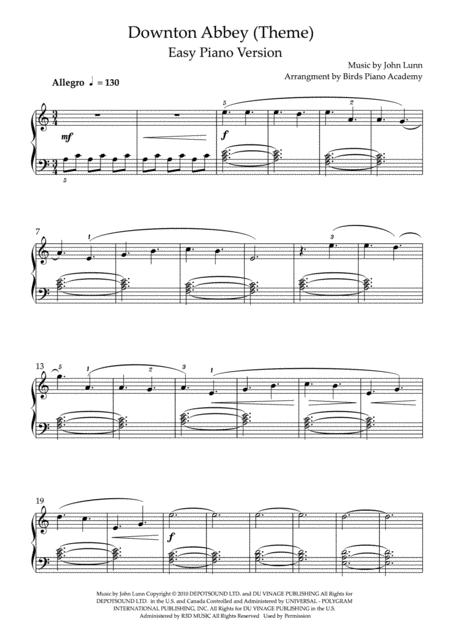 Free Sheet Music Downton Abbey Theme Easy Piano Version