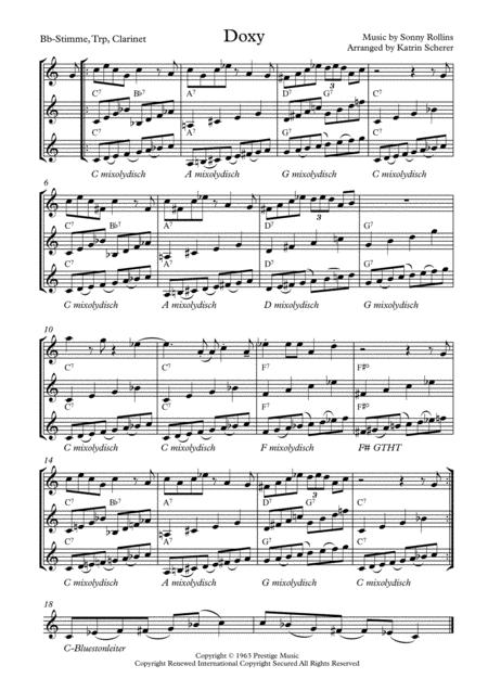 Doxy In Bb Trp Clarinet Sheet Music