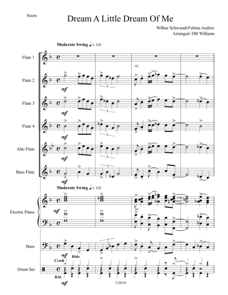 Dream A Little Dream Of Me Flute Choir Sheet Music