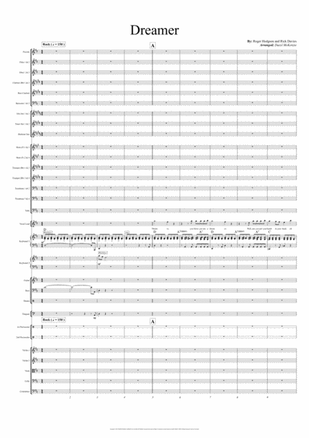 Dreamer Vocal With Pops Orchestra Or Big Band Key D Sheet Music