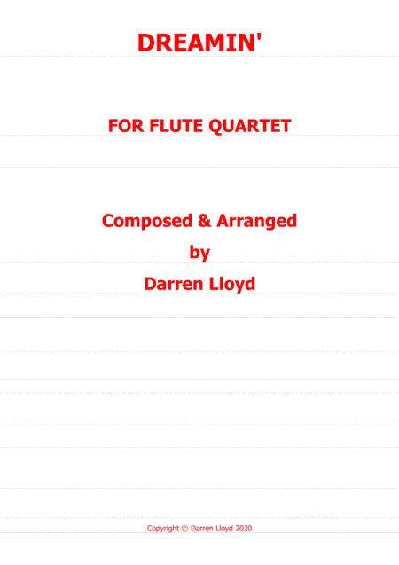 Dreamin Flute Quartet Sheet Music