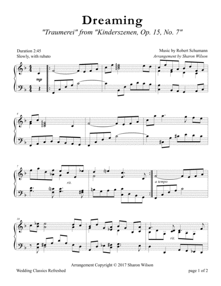 Dreaming Traumerei Sheet Music