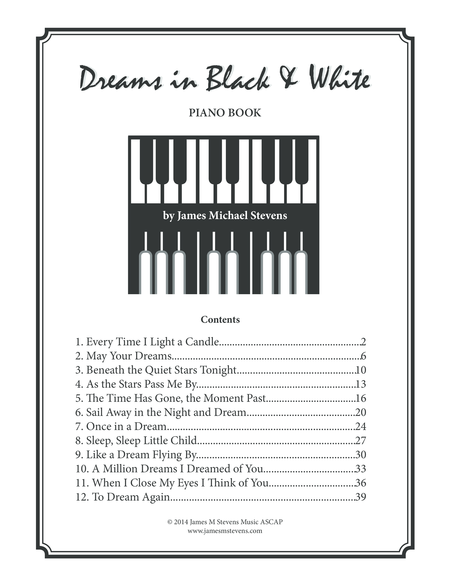 Dreams In Black White Piano Book Sheet Music