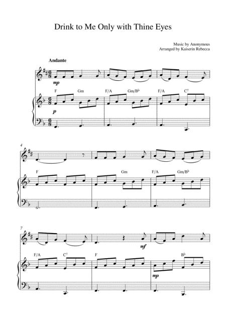 Drink To Me Only With Thine Eyes Alto Saxophone Solo And Piano Accompaniment Sheet Music