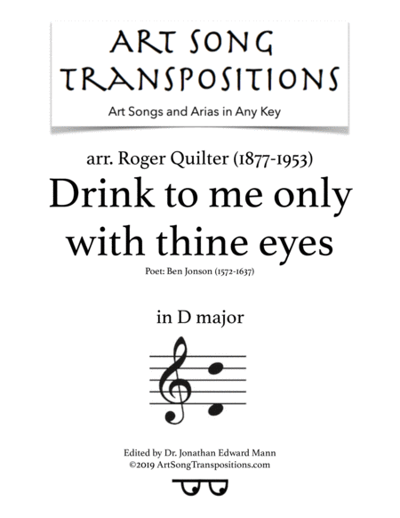 Drink To Me Only With Thine Eyes D Major Sheet Music