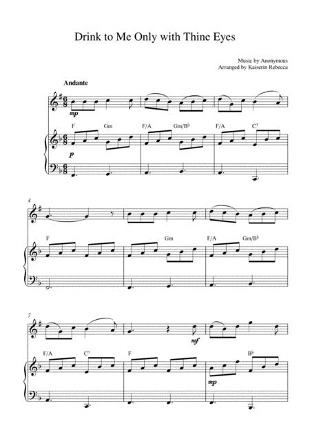 Free Sheet Music Drink To Me Only With Thine Eyes Tenor Saxophone Solo And Piano Accompaniment