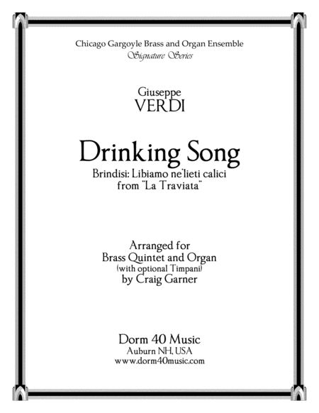 Free Sheet Music Drinking Song Brindisi From La Traviata