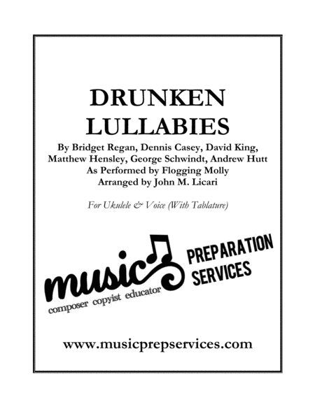 Free Sheet Music Drunken Lullabies Flogging Molly Ukulele Voice With Tablature