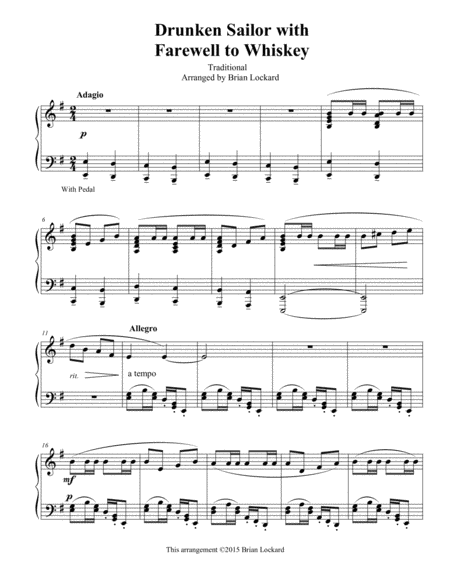 Drunken Sailor Advanced Piano Solo Sheet Music