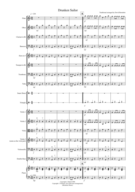 Drunken Sailor For School Orchestra Sheet Music