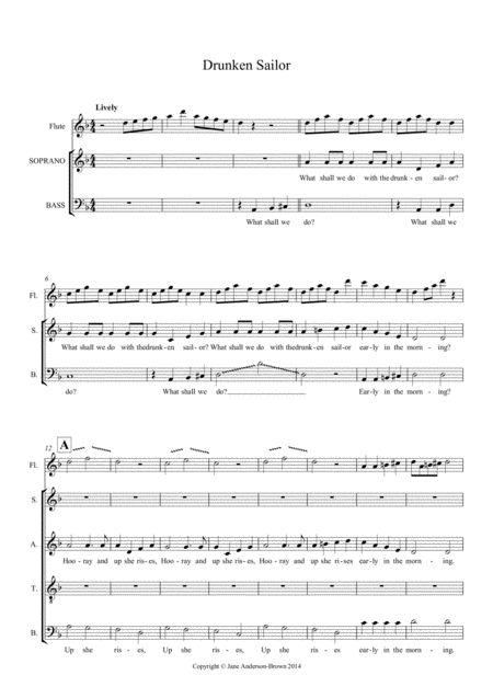 Drunken Sailor Partnered With O Sinner Man Satb Sheet Music