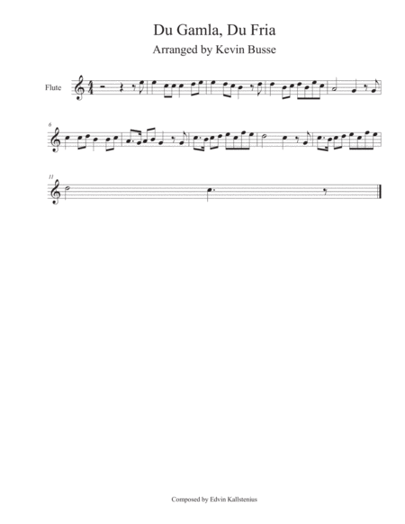 Du Gamla Du Fria Flute Sheet Music