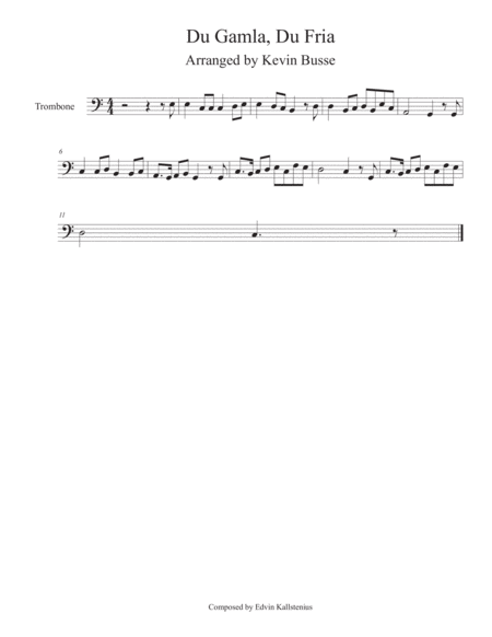 Du Gamla Du Fria Trombone Sheet Music