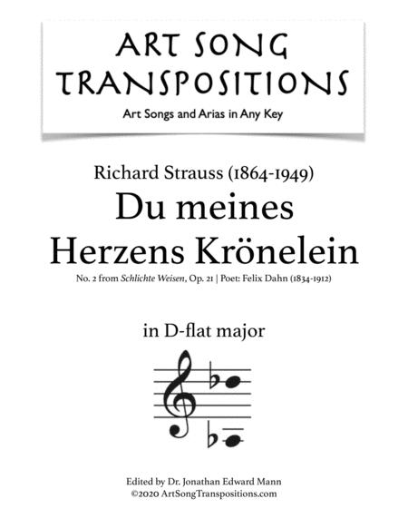 Free Sheet Music Du Meines Herzens Krnelein Op 21 No 2 Transposed To D Flat Major