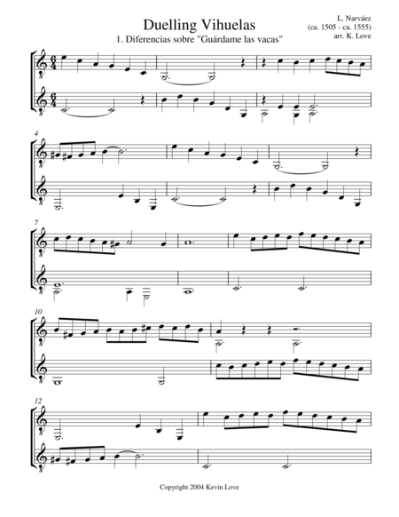 Free Sheet Music Duelling Vihuelas 1 3 Guitar Duo Score And Parts