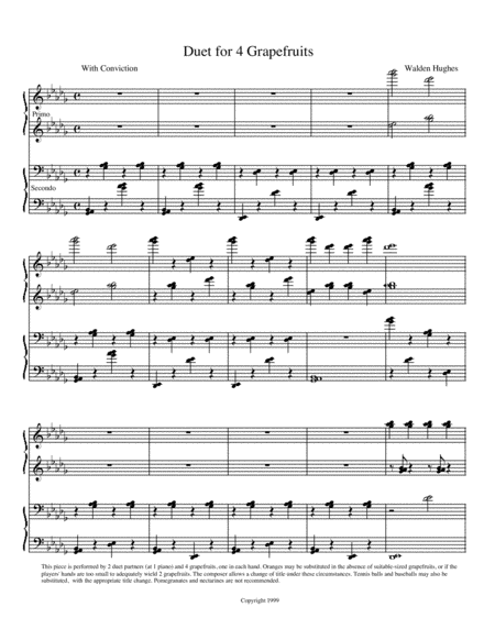 Free Sheet Music Duet For 4 Grapefruits Piano Duet 1 Piano 4 Hands