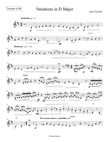 Duet In D Major Bass Clarinet Part Sheet Music