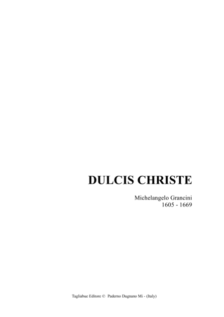 Dulcis Christe Grancini M For Sa Choir Or Soli And Organ Sheet Music