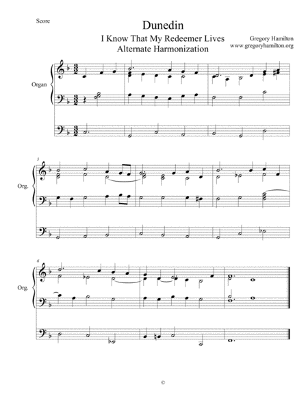 Dunedin I Know That My Redeemer Lives Sheet Music