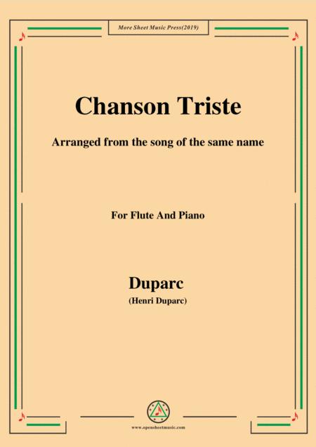 Duparc Chanson Triste For Flute And Piano Sheet Music