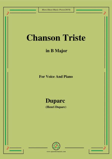 Duparc Chanson Triste In B Major Sheet Music